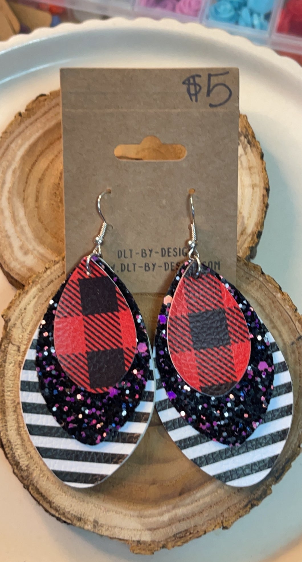 Oval Buffalo Check Earrings*