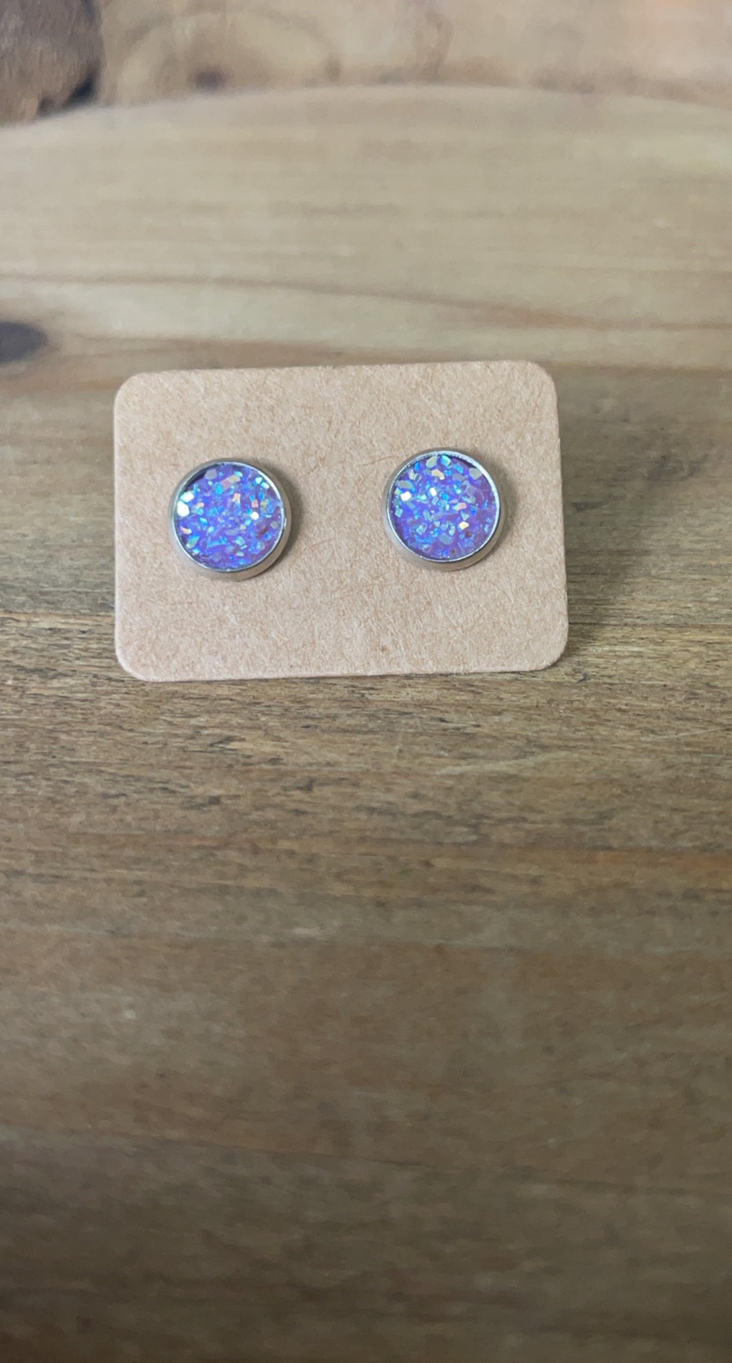 Kid’s Purple Sparkle Druzy Studs