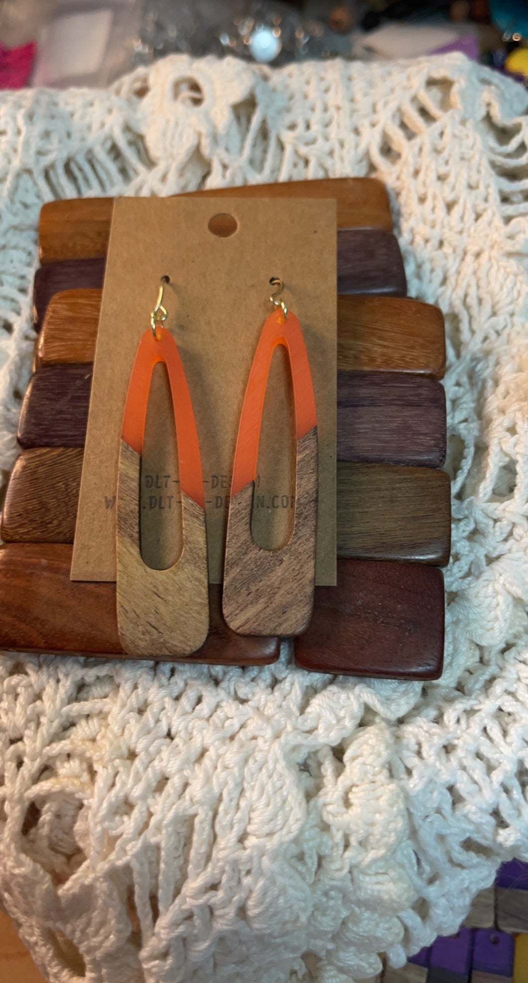 Orange Resin Hair Pin Earrings*