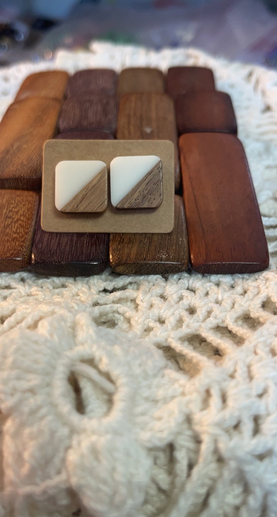 White Resin Square Studs*
