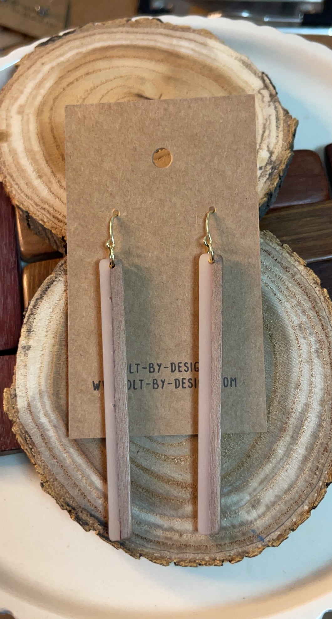 Gray Resin Wood Earrings*