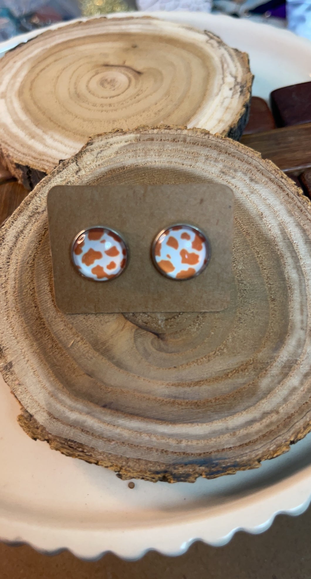 Copper Cow Print Studs*