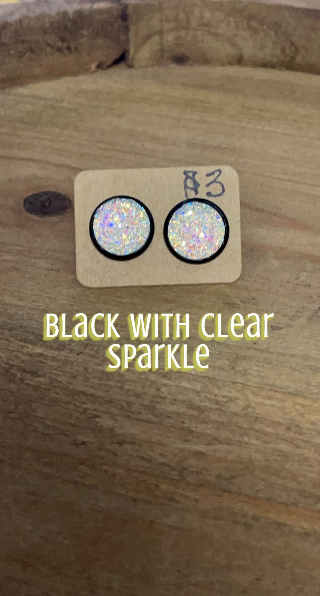 Sports- Clear Sparkle Druzy with Black Detail Studs